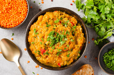 Red Lentils Indian Curry Dal, Lentil Dhal, Tasty Meal