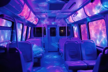 uv light revealing bacteria on bus interior, created with generative ai