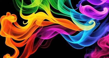 Colorful smoke on a black background. Ai generative.