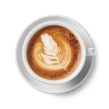  Cup of coffee latte isolated on free PNG backgroud.