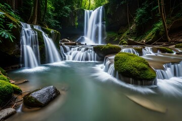 waterfall in the forest generated ai