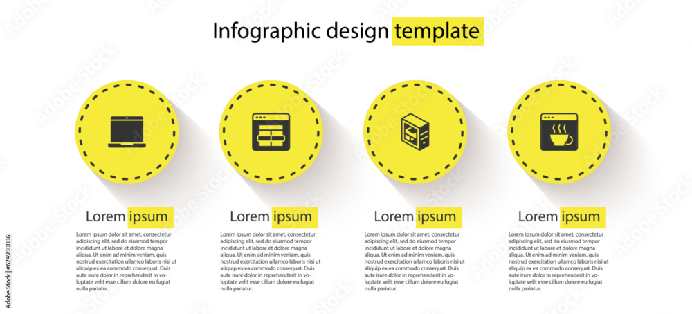 Wall mural set laptop, mysql code, computer and software. business infographic template. vector