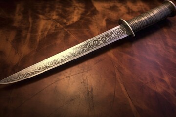 artistic shot of bladesmiths signature engraving, created with generative ai