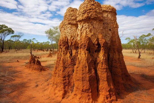 natural patterns and textures of termite mound surface, created with generative ai