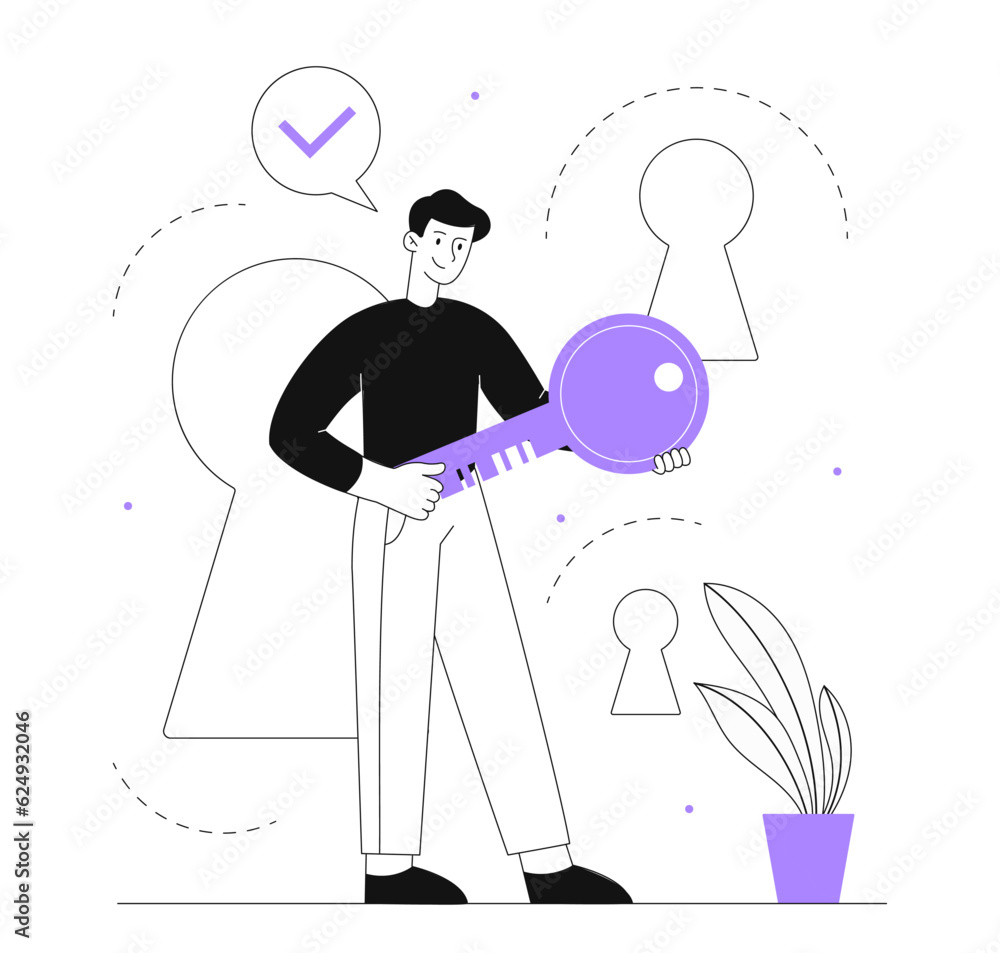 Poster man with key line concept