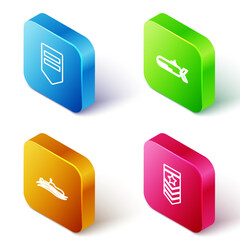 Fototapeta premium Set Isometric line Chevron, Submarine, and icon. Vector