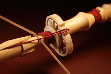 bowstring being tightly and attached to bow ends, created with generative ai