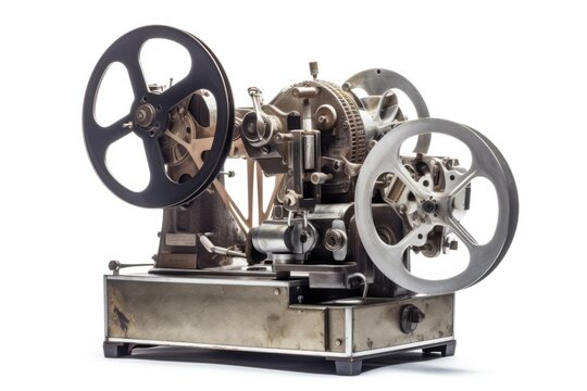 isolated classic film projector on white background, created with generative ai