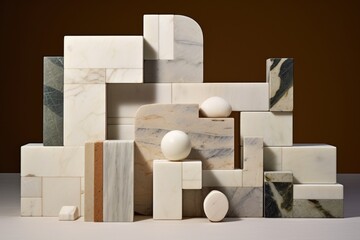 aesthetic arrangement of marble offcuts, created with generative ai