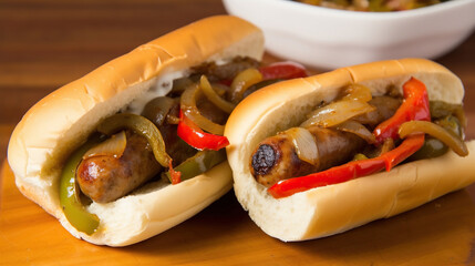 Sausage and Peppers - A classic Italian-American dish made with Italian sausage, onions, and bell peppers, sauteed together and served on a roll or over pasta.