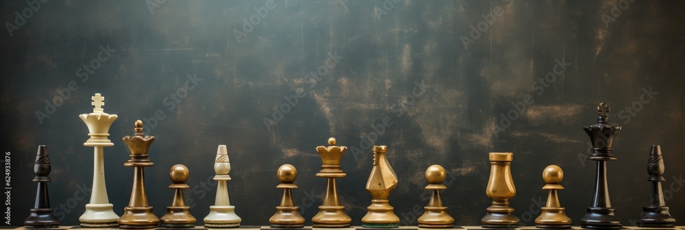 Poster checkerboard squares with chess pieces for backdrop