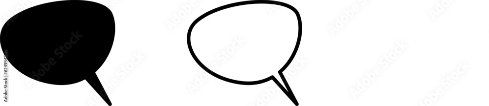 Poster blank speech bubble cloud message symbol element icon set with a thin contour outline and empty spac