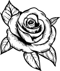 Rose in vector format. each petal and each leaf separately