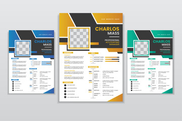 Resume and Cover Letter with Blue and yellow Accents