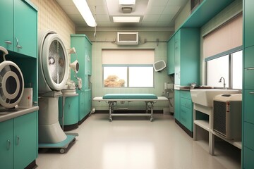 vet clinic interior with modern equipment, created with generative ai