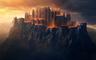 Dark Fantasy Castle in the Dramatic Scene