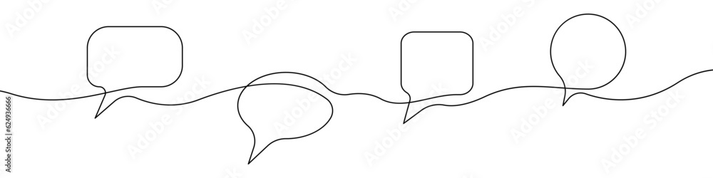 Poster message set icon line continuous drawing vector. one line color hint bubble icon vector background. 