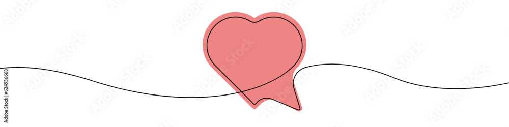 Poster heart tooltip message icon line continuous drawing vector. one line heart message icon vector backgr