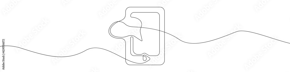 Poster notifications on the phone icon line continuous drawing vector. one line pop-up bubble in smartphone