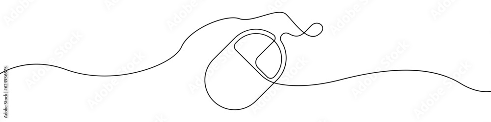 Wall mural computer mouse icon line continuous drawing vector. one line computer mouse device icon vector backg - Wall murals