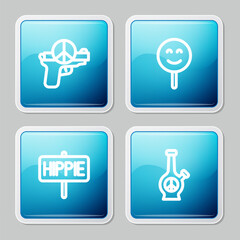 Set line No war, Smile face, Peace and Bong icon. Vector