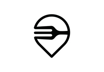 fork and pin logo design. icon symbol for health restaurant food diet and etc.