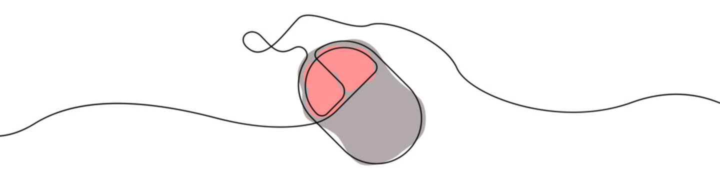 recommend clip art: Computer mouse icon line continuous drawing vector. One line Computer mouse device icon vector background. Mouse cursor to PC icon. Continuous outline of a Mouse computer device icon.