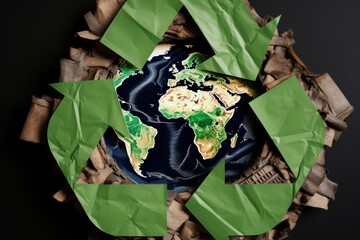 Green recycling concept. Green Recycling Logo. Bio. Ecology. Made With Generative AI.	