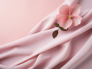 Pink flowers of pink fabric for background women's day. Generated by AI
