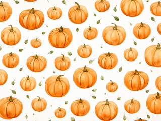 Pumpkins background pattern watercolor style. Generated by AI