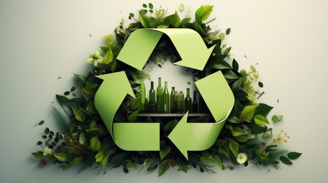 Green recycling concept. Green Recycling Logo. Bio. Ecology. Made With Generative AI.	