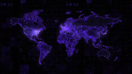 Digital World Map 3d render