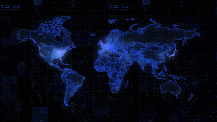 Digital World Map 3d render