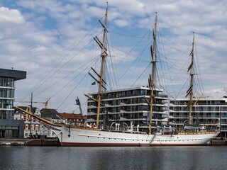 Training ship Germany in the marina of Bremerhaven