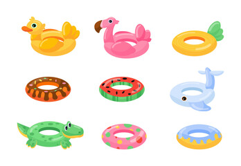 Set of rubber lifebuoys for summer