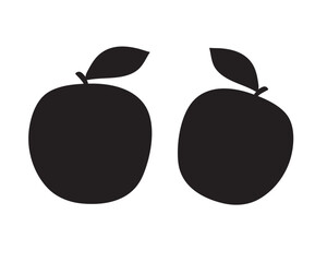 Two apples silhouettes in black on white background for icons, webs, apps