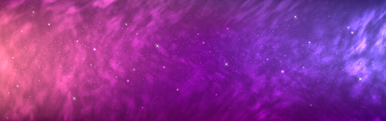 Cosmos background. Magic starry galaxy. Wide milky way. Beautiful outer space with nebula. Colorful universe with bright stars. Fantasy gradient sky. Vector illustration