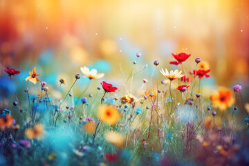 Fototapeta na wymiar Colorful wildflowers on a meadow