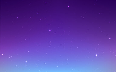 Naklejka na ściany i meble Purple space background. Color outer space with stars. Violet starry gradient. Cosmic wallpaper with constellations. Calm night texture. Vector illustration