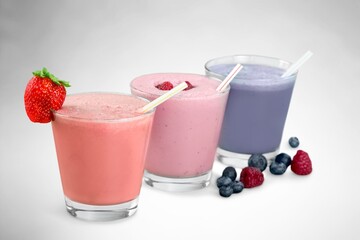 Tasty sweet cocktails in glass on the desk