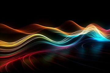 Neon light colorful wavy liquid abstract wallpaper. Ai generative