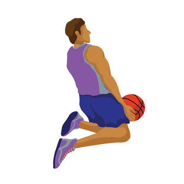 African American basketball player silhouette on a white background
