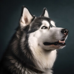 Obraz premium Siberian Husky studio portrait for cover grooming salon, dog food. Generative AI