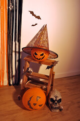 cenário de feriado feliz dia das bruxas, decoração de halloween 