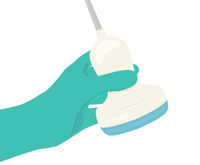 doctor hand holding ultrasound probe -vector illustration