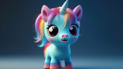 adorable baby unicorn with magic background. Created with Generative AI.
