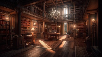 Interior View of a Cozy Bookshop. Created with generative AI