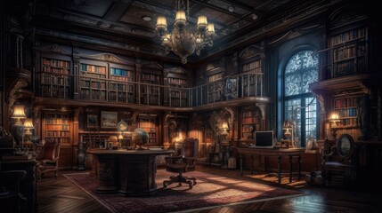 Interior View of a Cozy Bookshop. Created with generative AI