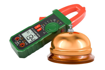 Digital multimeter with reception bell. 3D rendering