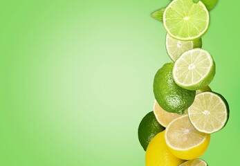 Creative layout of fresh ripe lime